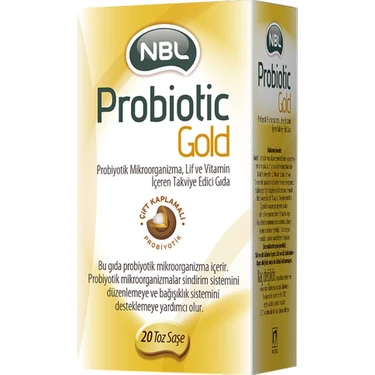 NBL Probiotic Gold 20 Saşe Portakal Aromalı Probiyotik Takviye Edici Gıda - Lif ve Vitamin C, E, A,