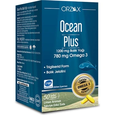 Orzax Ocean Plus Omega 3 Balık Yağı Limon 50 Softjel