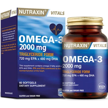 Nutraxin Omega 3 2000 Mg 60 Softjel - Balık Yağı, EPA 720, DHA 480