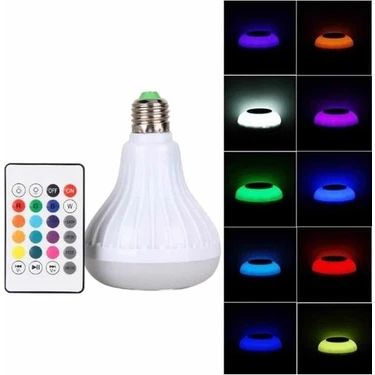 Pileli Store Kumandalı Rgb LED Işık Bluetooth Hoparlör Ses Lambası Renkli