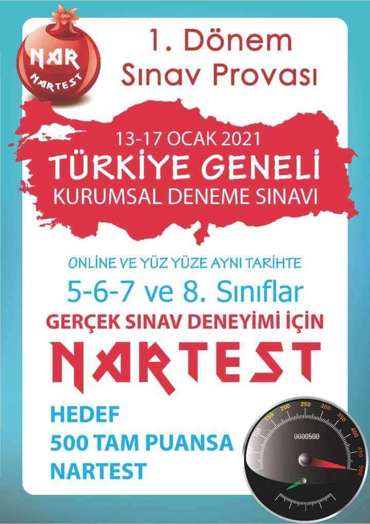 nartest 5,6,7 ve 8. Sınıflar Türkiye Geneli Online Deneme Sınavı